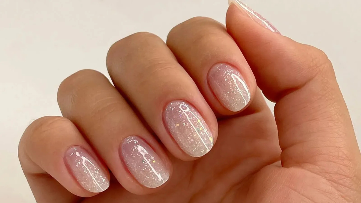 nägel french weiß glitzer